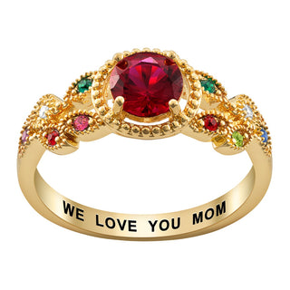 14K Gold Plated Mother's Family Birthstone Ring