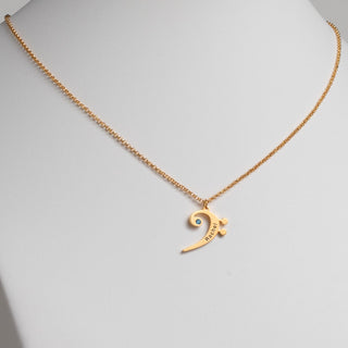 14K Gold Plated Bass Clef Name and Birthstone Necklace