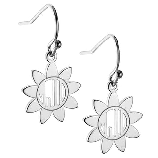 Silver Plated Sunflower Monogram Dangle Earring