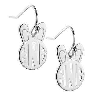Silver Plated Bunny Monogram Dangle Earring