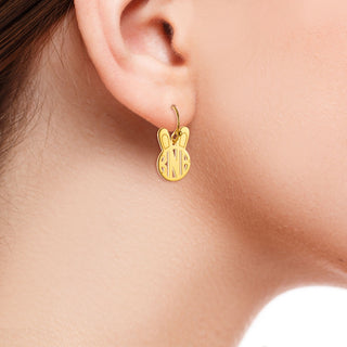 14K Gold Plated Bunny Monogram Dangle Earring