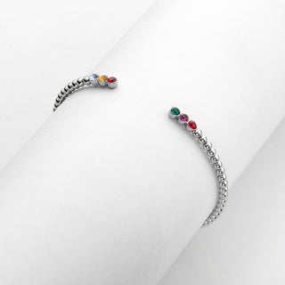 Personalized Simulated Gemstones Silver Plated Cuff