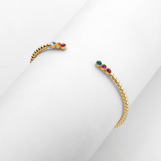 Personalized Simulated Gemstones 14K Gold Plated Cuff