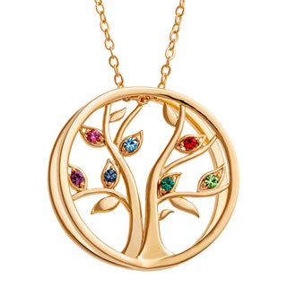 Personalized Birthstone Tree of Life Necklace- 14K Gold Plated