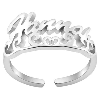 Silver Plated Script Name with Scroll Ring