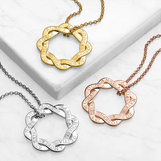 Interlocking Circles Engraved Names Necklace