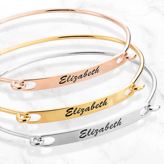 Personalized Engraved Name ID Bangle Bracelet
