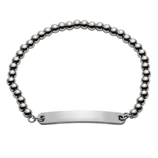 Stainless Steel Beaded ID Stretch Bracelet