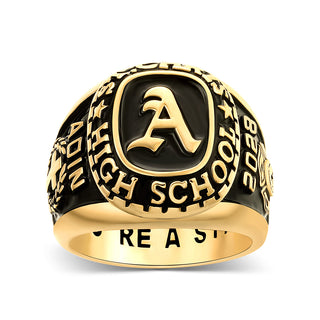 Men's 14K Gold Plated Old English Initial Traditional Class Ring