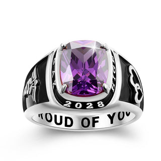 Women's Traditional Prong station Birthstone Class Ring