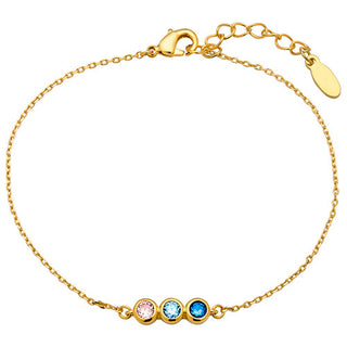 Silver Plated Petite Three Birthstone Bracelet