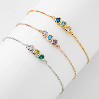 Silver Plated Petite Three Birthstone Bracelet