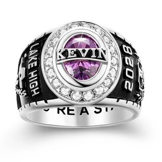 Men's Traditional CZ Oval Stone Personalized Top Class Ring