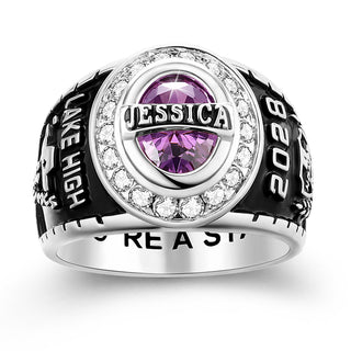 Women's Traditional CZ Oval Stone Personalized Top Class Ring