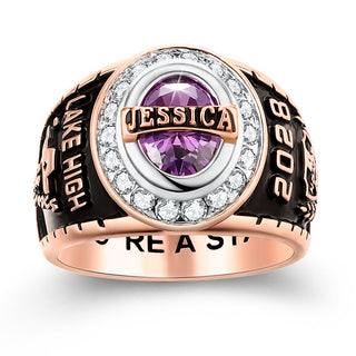 Women's 14K Rose Gold Plated Traditional CZ Oval Stone Personalized Top Class Ring