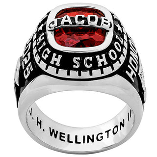 Men's Silver Plated Personalized-Top Traditional Class Ring