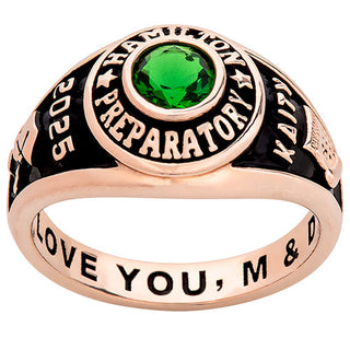 Ladies' 14K Rose Gold Plated Traditional Round Birthstone Class Ring