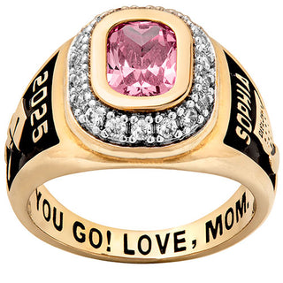 Ladies' 14K Gold Plated CZ Encrusted Traditional Personalized Class Ring