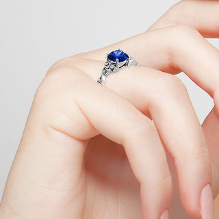Silver Plated Simulated Sapphire and Clear Crystal Trinity Knot Ring