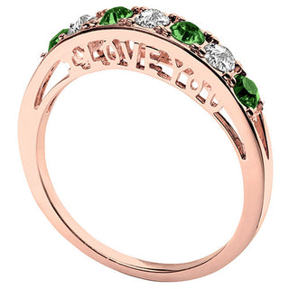 14K Rose Gold Plated I LOVE YOU Simulated Emerald and Clear Crystal Ring