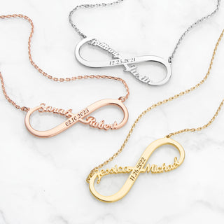Sterling Silver Couples Dated Infinity Pendant