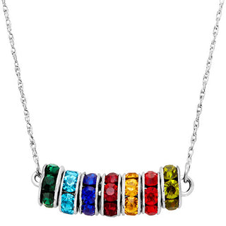 Family Birthstone Necklace with Sterling Silver Chain