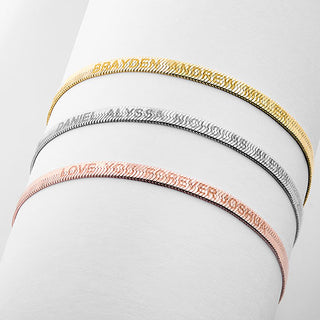 Engraved Herringbone Bracelet 8.5"