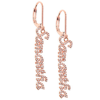 Pave CZ Name Drop Earrings