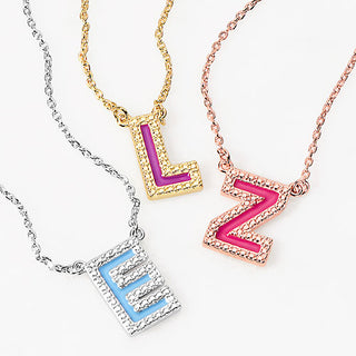 Uppercase Letter with Birth Month Enamel Necklace