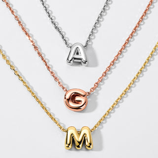 Sterling Silver Mini Uppercase Balloon Initial Necklace