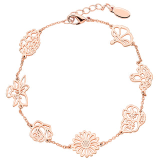 Rose Gold Plated Birthmonth Flower Station Bracelet