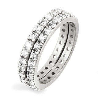 Platinum over Sterling White Topaz Eternity Band - 2pc Set