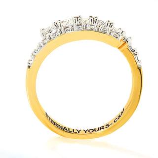 Gold over Sterling Silver Engraved White Topaz Bypass Ring