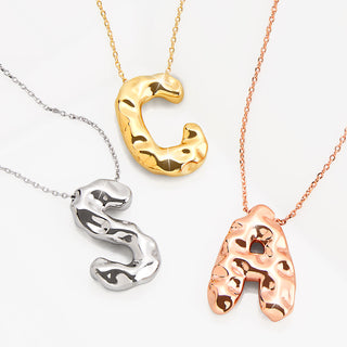 Hammered Balloon Initial Necklace