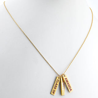 Graduation Charms Engraved Enamel Triple Tag Freestyle Class/ Graduation Necklace