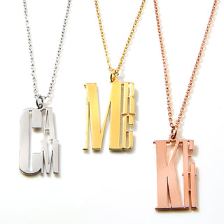 Sterling Silver Modern Monogram Pendant Necklace