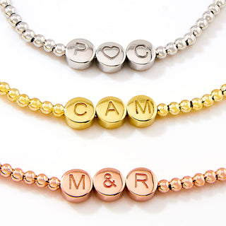 Engraved Slider Charms Station Beaded Necklace