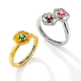 Gold Plated 3-D Flower Birthstone Ring