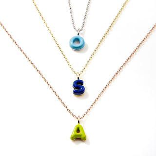Enamel Mini Uppercase Balloon Initial Necklace