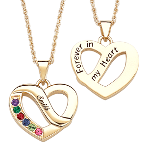 Gold Plated Family Name and Birthstone Heart Necklace – Limoges