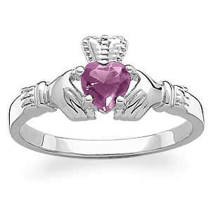 Sterling Silver October Birthstone Claddagh Ring