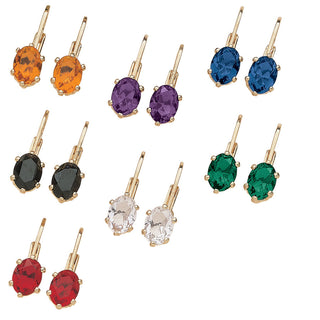 7 Pair Color Crystal Latchback Pierced  Earring Set