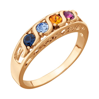 S Curve I Love You Birthstone Family Ring