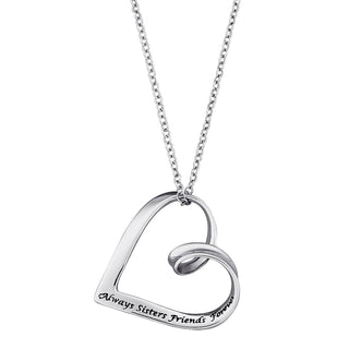 Sterling Silver Sisters Sentiment Heart Necklace