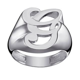 Ladies Sterling Silver Fancy Single Initial Ring
