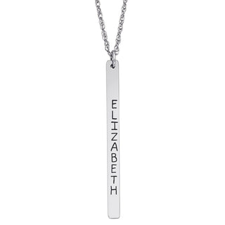 ELIZABETH EDMONDS 10K White Gold Vertical Long Bar Name Pendant