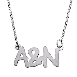 Sterling Silver Couples Uppercase Initial Necklace