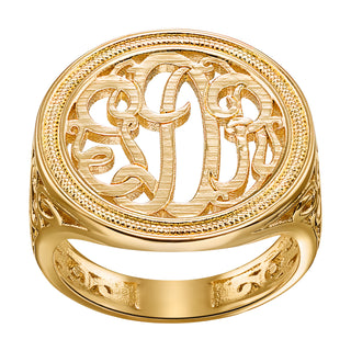 14K Gold over Sterling  Vintage Monogram Ring