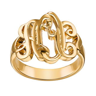14K Gold over Sterling  Ladies  Fancy Script Monogram Ring