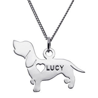 Sterling Silver Dachshund Silhouette Necklace